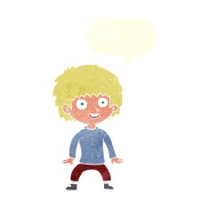 cartoon excited boy with speech bubble N146