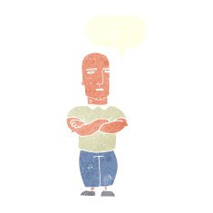 cartoon annoyed bald man with speech bubble N10
