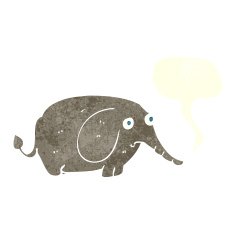 cartoon sad little elephant with speech bubble N10