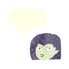 cartoon vampire face with speech bubble N36
