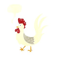 cartoon cockerel with speech bubble N28
