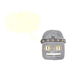 cartoon robot head with speech bubble N63