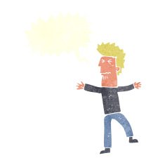 cartoon stressed man with speech bubble N68