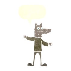cartoon wolf man with speech bubble N53