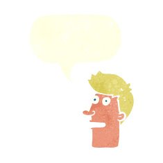 cartoon shocked male face with speech bubble N9