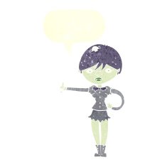 cartoon vampire girl giving thumbs up symbol with speech bubble N10