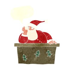 cartoon bored santa claus with speech bubble N9