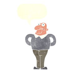 cartoon worried man with speech bubble N95