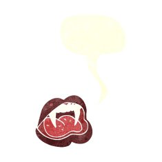 cartoon vampire lips with speech bubble N14