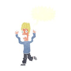 cartoon terrified man with speech bubble N220
