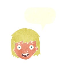 cartoon happy female face with speech bubble N188