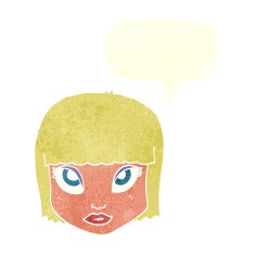 cartoon female face with speech bubble N151