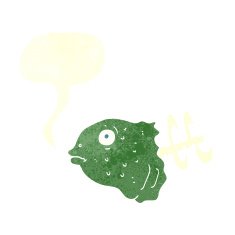 cartoon fish head with speech bubble N7