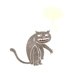 cartoon happy cat with speech bubble N6