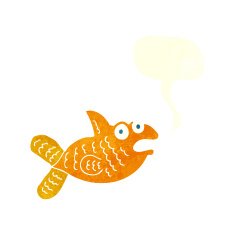 cartoon fish with speech bubble N86