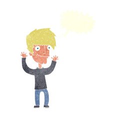 cartoon man waving arms with speech bubble N10