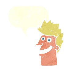 cartoon happy man face with speech bubble N16