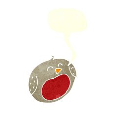 cartoon robin with speech bubble N36