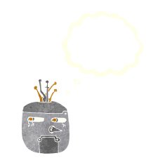 cartoon robot head with speech bubble N64