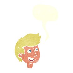 cartoon happy boy face with speech bubble N48