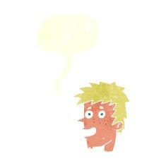 cartoon happy boy face with speech bubble N50