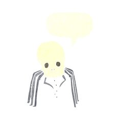 cartoon spooky skull spider with speech bubble N10