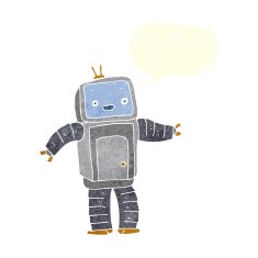 cartoon robot with speech bubble N192