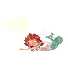 cartoon mermaid with tattoos speech bubble N9