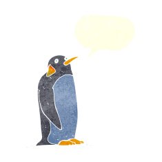 cartoon penguin with speech bubble N16