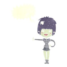 cartoon vampire girl giving thumbs up sign with speech bubble N19