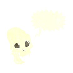 cartoon spooky vampire skull with speech bubble N10