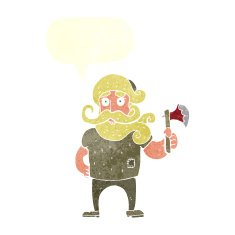 cartoon lumberjack with axe speech bubble N8