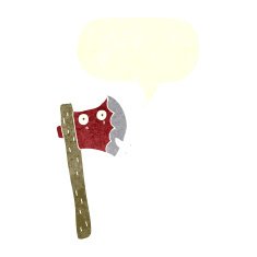 cartoon axe with speech bubble N6