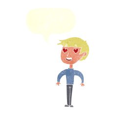cartoon man in love with speech bubble N10