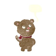 cartoon cute teddy bear with scarf speech bubble N2