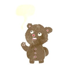 cartoon cute teddy bear with speech bubble N37
