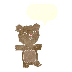 cartoon cute teddy bear with speech bubble N39