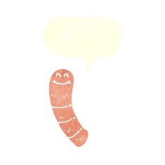 cartoon worm with speech bubble N6