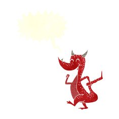 cartoon happy dragon with speech bubble N9