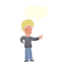 cartoon pointing man with speech bubble N85