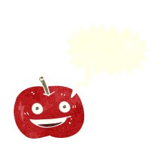cartoon shiny apple with speech bubble N5