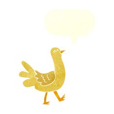 cartoon walking bird with speech bubble N18