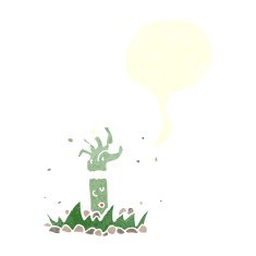 cartoon zombie arm with speech bubble N2