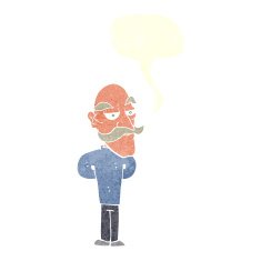 cartoon old man with mustache speech bubble N30