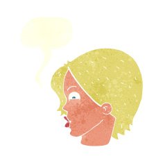cartoon female face with speech bubble N152