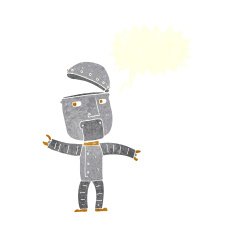 cartoon funny robot with speech bubble N79