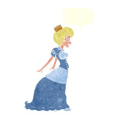 cartoon princess with speech bubble N39