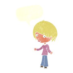 cartoon confused woman with speech bubble N85