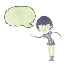 cartoon vampire girl welcoming with speech bubble N10