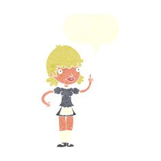 cartoon maid with speech bubble N40